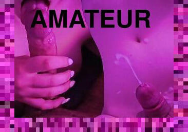 Cumshot on her 2 times, the cum slut licks the cum off my cock while I finger her POV Real Sex