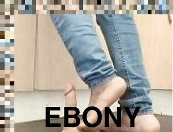 ebony bare feet ball stomping humiliation using dildo