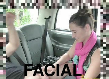 Fake Taxi Euro girl fucked with rock hard cock before facial