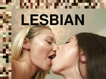 Beautiful lesbian babes teasing