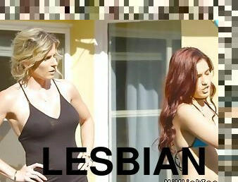 lesbisk, milf, tonåring, mamma, rödhårig