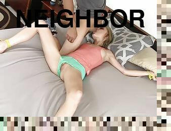 Blonde spinner Dakota Skye bangs with neighbor