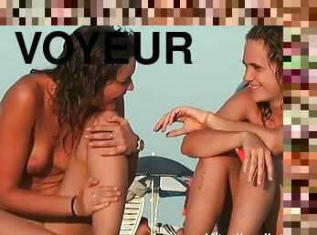 nudiste, ados, cam, plage, voyeur, incroyable