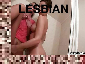 Lesbian casting cumming in shower