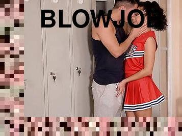 Teen learning how to do a proper blowjob