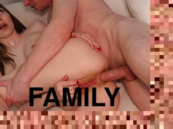 orgasme, mager, anal, familie, datter, farmand, tabu