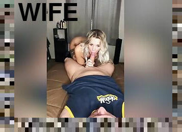 Slutty Blonde Housewife Sucks + Rides Naughty Cock