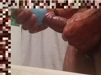 Mega cumshot in double stroker