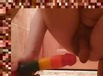 banhos, velho, russo, amador, anal, brinquedo, jovem18, dildo, mais-velho, chuveiro