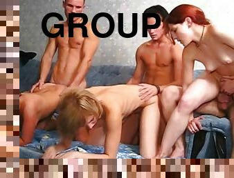 Alluring babes fucking in group action