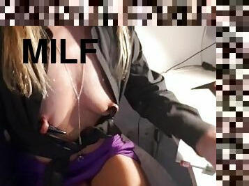 nippleringlover horny milf inserting big fat 18mm stretching tapers in extreme large pierced nipples