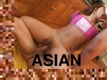 Fat dicks fuck a slutty Asian from both ends