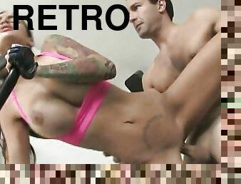 Remarkable Angelina Valentine gets drilled in the gym - classic retro