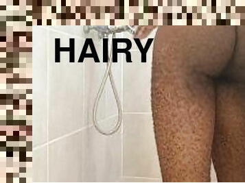 fürdőkádban, szőrös, amatőr, érett, buzi, kézimunka, fekete, zuhanyozás, szólóban, valóságshow