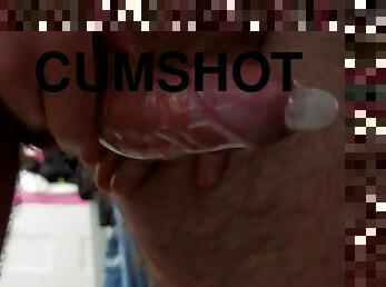 Big cumshot in a tight condom