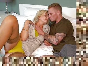 AGEDLOVE Young blond jock enjoys the company of an older woman in bed
