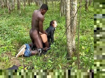 A Black Guy Showed His Cock In The Bushes And Fucked A Schoolgirl At A Tree P4