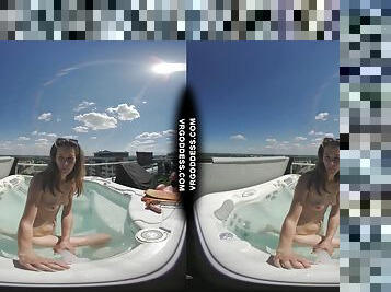 Rooftop Jacuzzi Private Moments With Model Josie Masturbating With Dildos In The Sun