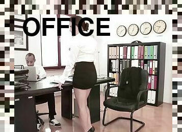 Naughty employee slammed hard in the office