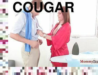 Classy cougar joins in for a threesome with teen couple