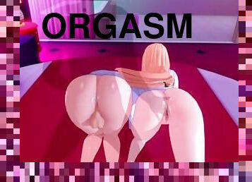 orgasm, kvinnligt-sprut, avsugning, lesbisk, avrunkning, trekant, anime, hentai, 3d, kedjad