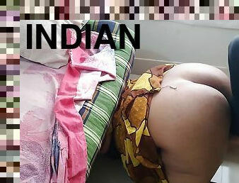 Indian Aunty Gets Stuck While Sweeping Under The Bed When Neighbor Fucks Her And Cum Out