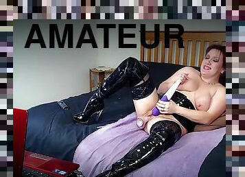 store-patter, amatør, milf, legetøj, webcam, dildo, fisse, fetish, latex, solo