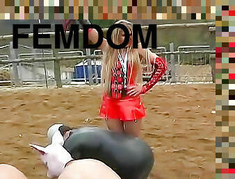 Femdom pony play on the farm