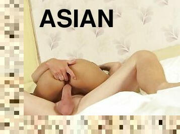 asiatisk, fitta-pussy, brudar, avsugning, cumshot, ritt, oral, petit, cowgirl, vått