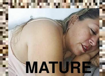 Mature blonde sucking her stepson's cock