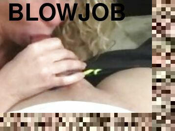 fru, amatör, mogen, avsugning, avrunkning, pov, sprut, blond, vacker