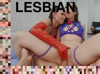 Lesbians with amazing forms, superb POV cock sharing spectacle