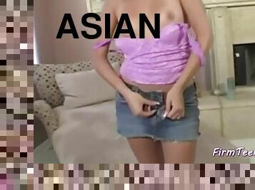 Sweet asian chick sucks and fucks