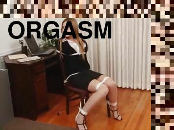 Secretary bound gagged and vibrator orgasm