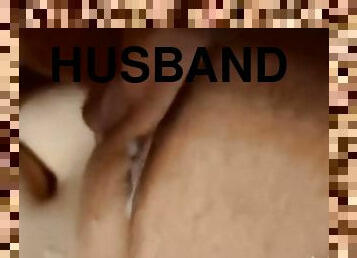 Husband jacking off and cumming on wife’s face