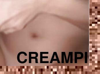 storatuttar, amatör, gigantisk-kuk, creampie, pov, flickvän, sprut, naturlig, kuk