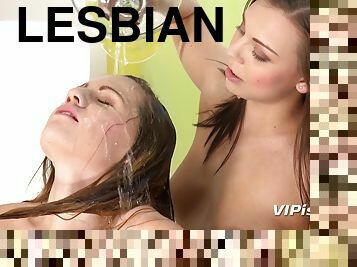 Barbe & Morgan lesbian pissing fetish porn