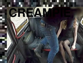 Backseat undressing leads to creampie