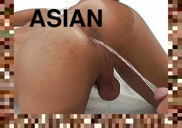 asiatisk, pissande, avsugning, gay, rövhål, twink