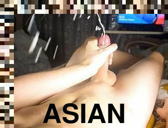 asiatisk, onani, amatør, cumshot, tenåring, homofil, handjob, runking, ung-18, cum