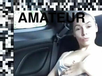 masturbation, pisser, giclée, amateur, ados, doigtage, voiture, horny, webcam, brunette