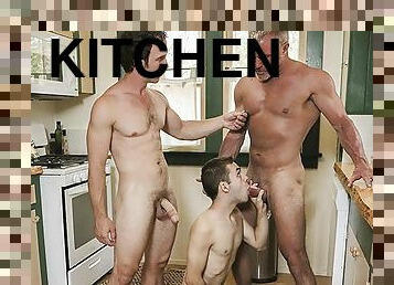 Step Son Marcus Rivers Bends Over In The Kitchen And Lets His Step Dads Fuck Him Hard - FamilyDick