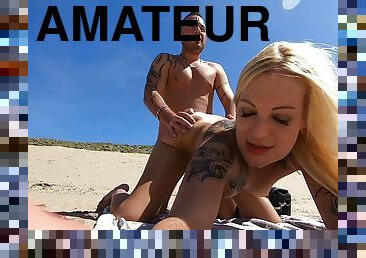 amatør, anal, tysk, creampie, strand, synsvinkel, blond, tatovering