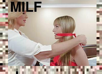 Alluring blonde MILF lesbians porn scene