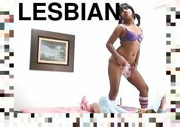 Playful lesbian teens stripping off