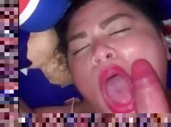 Thai girl gets face fucked