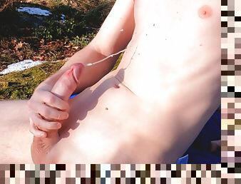 Huge Juicy Cumshot - Outdoor in the Warm Spring Sun!