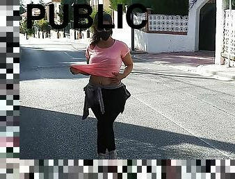 PUBLIC OUTDOORS FLASHING TITS IN THE STREET