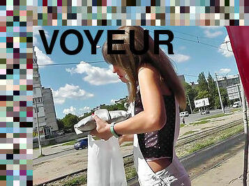 Voyeur loves watching panties in upskirt