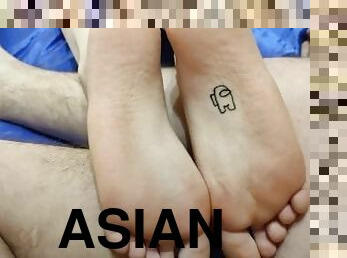 asiatisk, amatör, tonåring, hemmagjord, japansk, fötter, fetisch